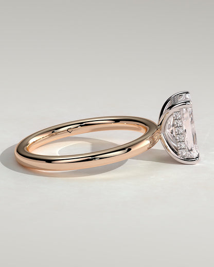 Carly - Radiant Claw Solitaire with Hidden Halo Engagement Ring - Rose Two-Tone