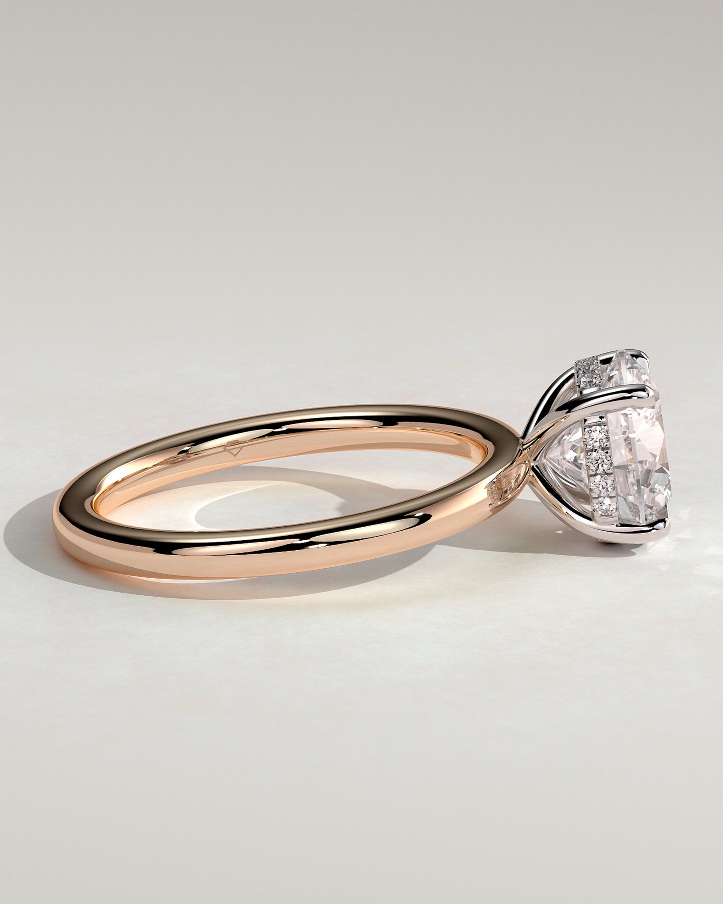 Bindi - Round Claw Solitaire with Hidden Halo Engagement Ring - Rose Two-Tone - Rose Two-Tone 2ct