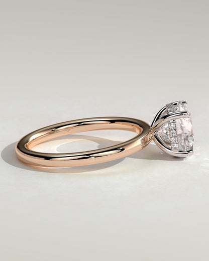 Bindi - Round Claw Solitaire with Hidden Halo Engagement Ring - Rose Two-Tone