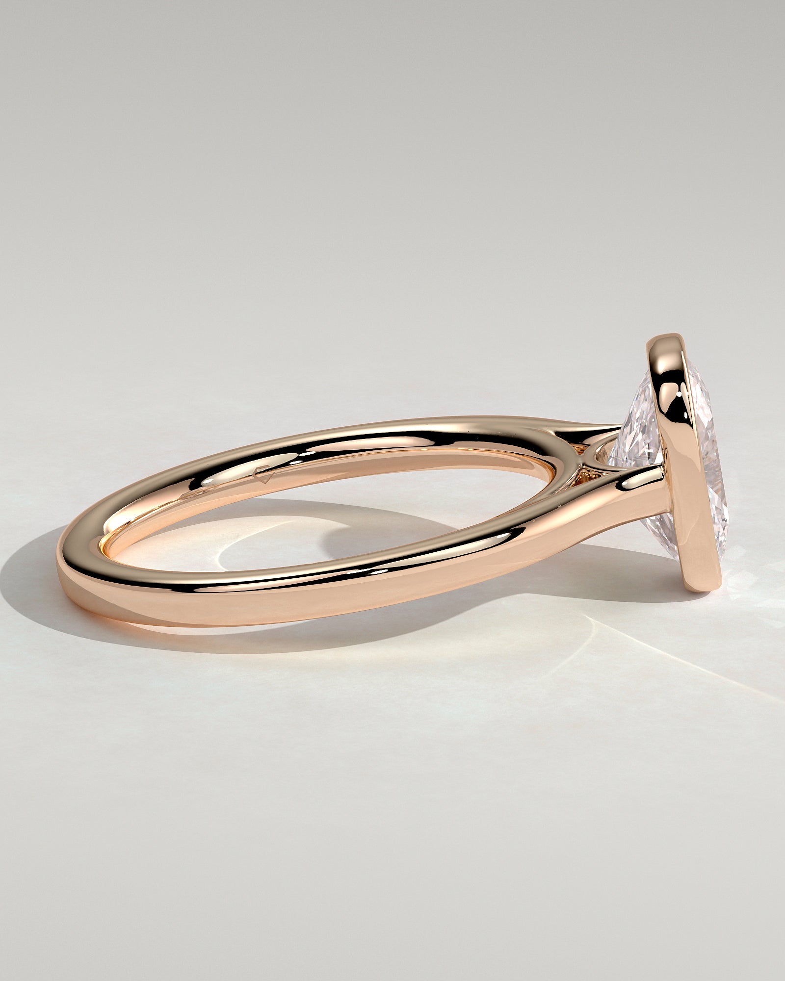 Billie - Elongated Cushion Bezel Solitaire with Cathedral High Setting Engagement Ring - Rose Gold - Rose Gold 2ct
