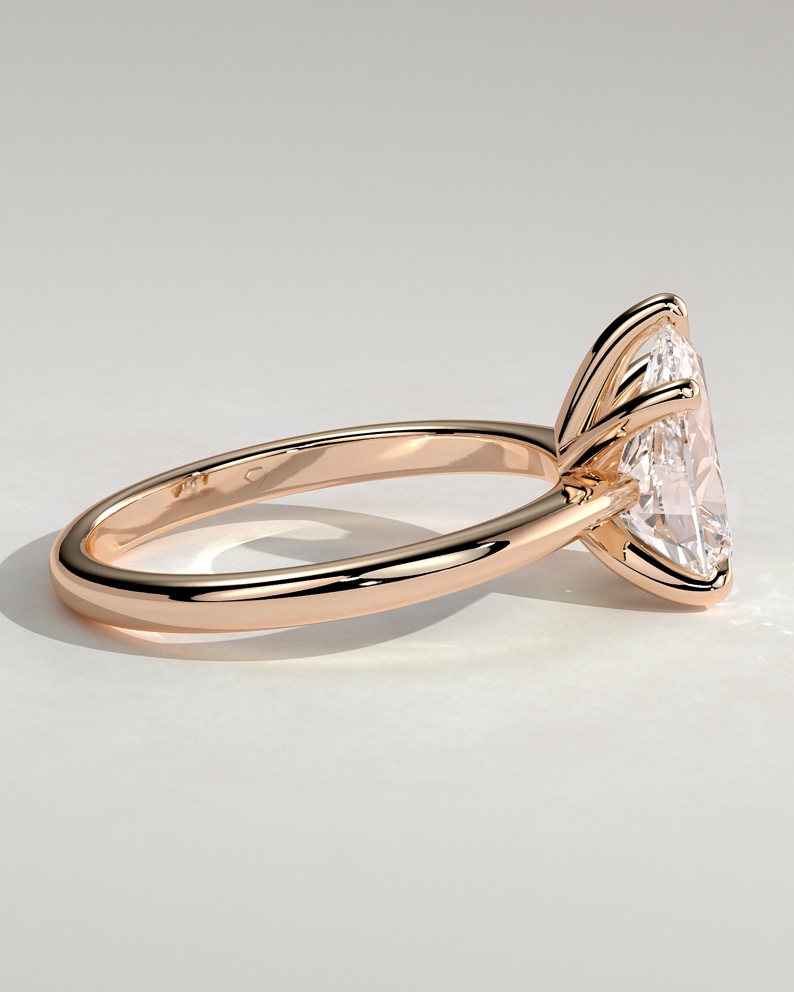 Aspen - Pear Claw Solitaire with Pinched Tapered Band and Cathedral Low Setting Engagement Ring - Rose Gold - Rose Gold 2ct