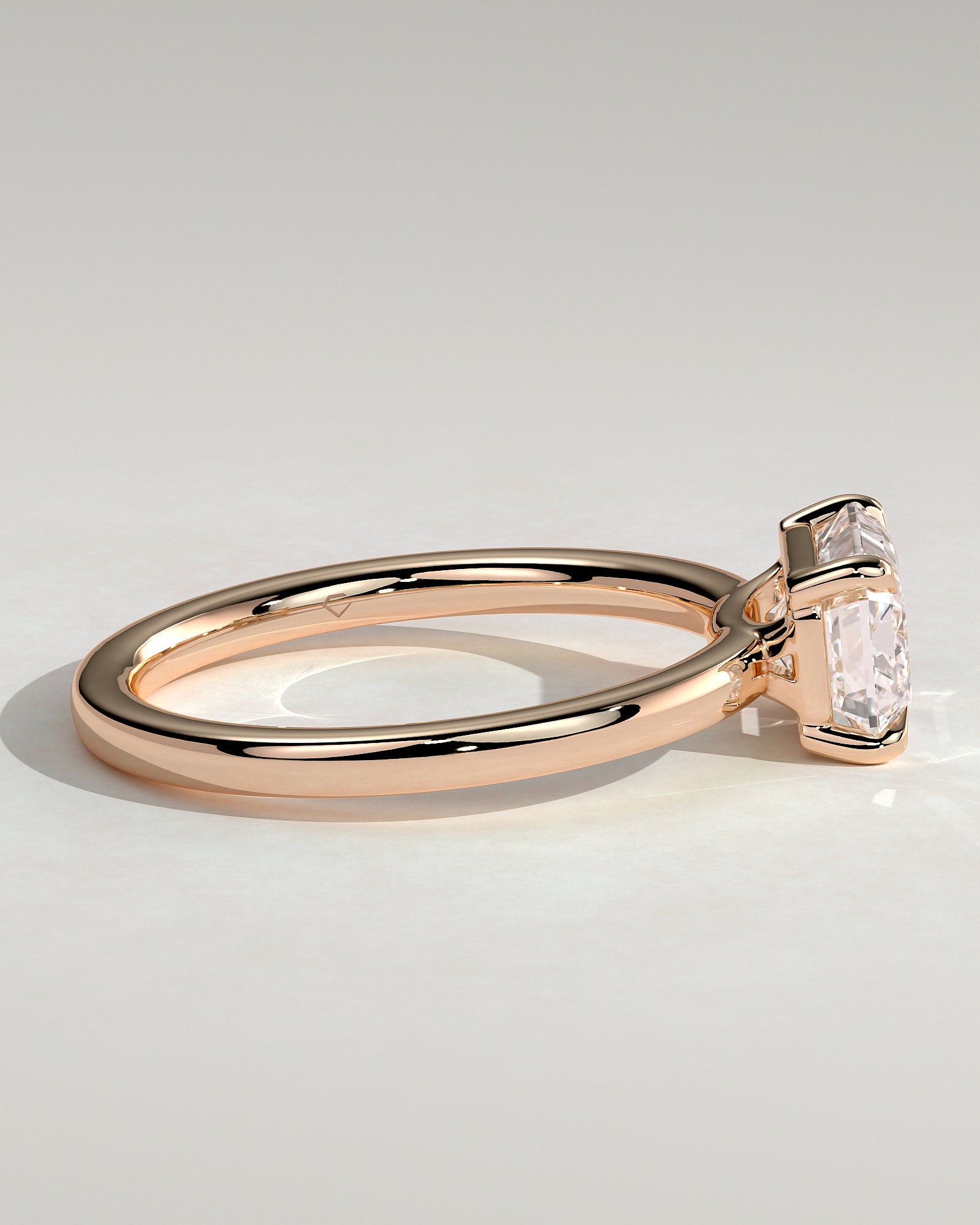 Evelyn - Emerald East West Claw Solitaire with Raised Basket Gallery Engagement Ring - Rose Gold - Rose Gold 2ct