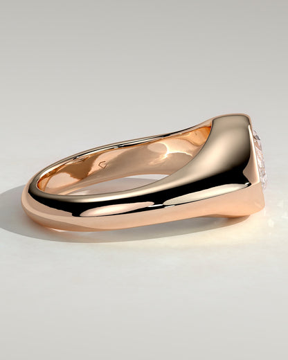 Angie - Statement Marquise East West Bezel Solitaire with Signet Band Engagement Ring - Rose Gold - rose gold - Lara Jewels
