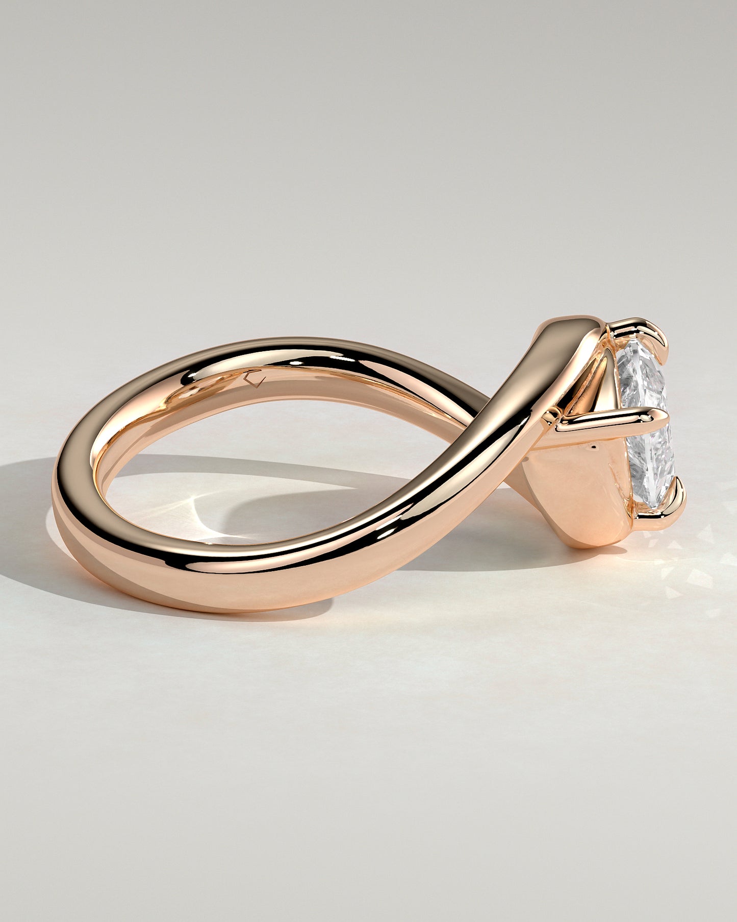 Beverly - Marquise East West Claw Solitaire with Bypass Band  Engagement Ring - Rose Gold - Rose Gold 2ct