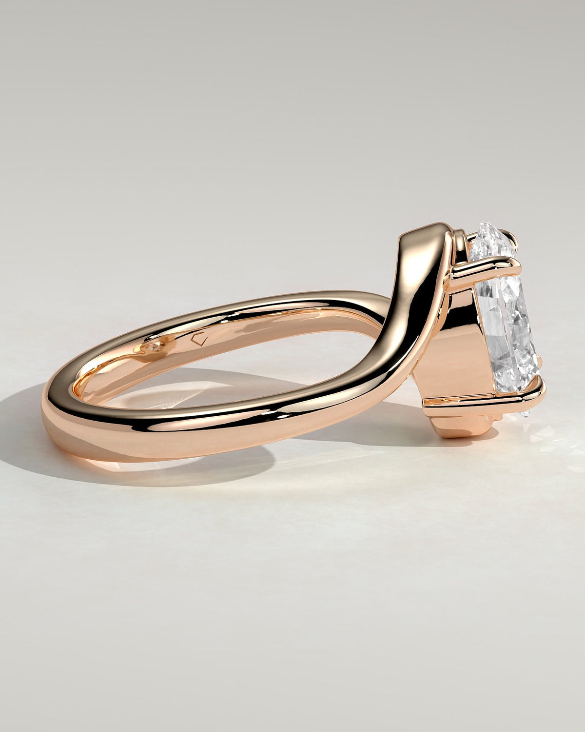 Kala - Oval Claw Solitaire with Bypass Band Engagement Ring - Rose Gold
