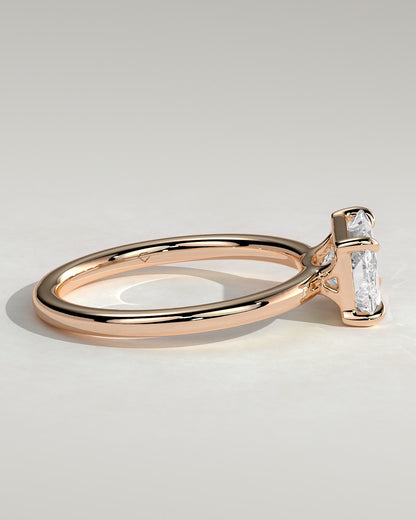 Zara - Radiant East West Claw Solitaire with Raised Basket Gallery Engagement Ring - Rose Gold