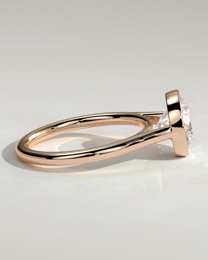 Kaylah - Statement Round Bezel Solitaire with Open Cathedral High Setting Engagement Ring - Rose Gold