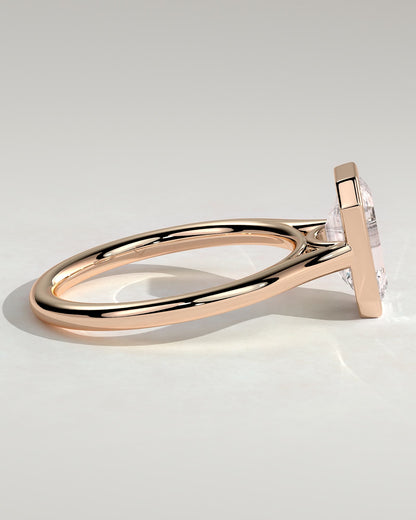 Imani - Emerald Bezel Solitaire with Cathedral High Setting Engagement Ring - Rose Gold