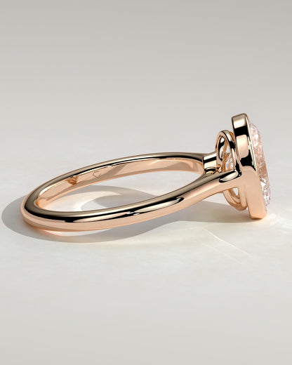 Gemma - Oval Bezel Solitaire with Twisted Gallery Engagement Ring - Rose Gold