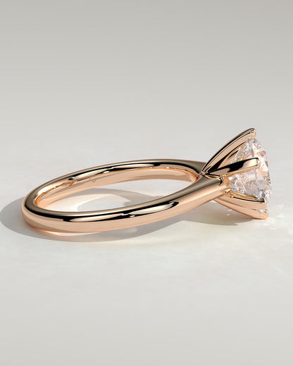 Gabrielle - Round Claw Solitaire with Square Tips and Solid Cathedral High Setting Engagement Ring - Rose Gold