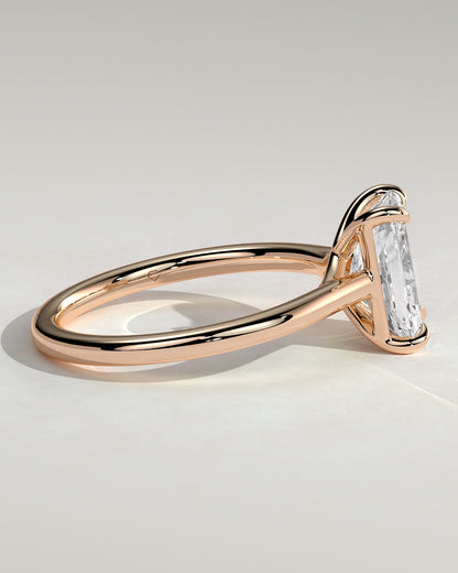 Dakota - Radiant Claw Solitaire with Cathedral Low Setting and Open Trellis Gallery Engagement Ring - Rose Gold