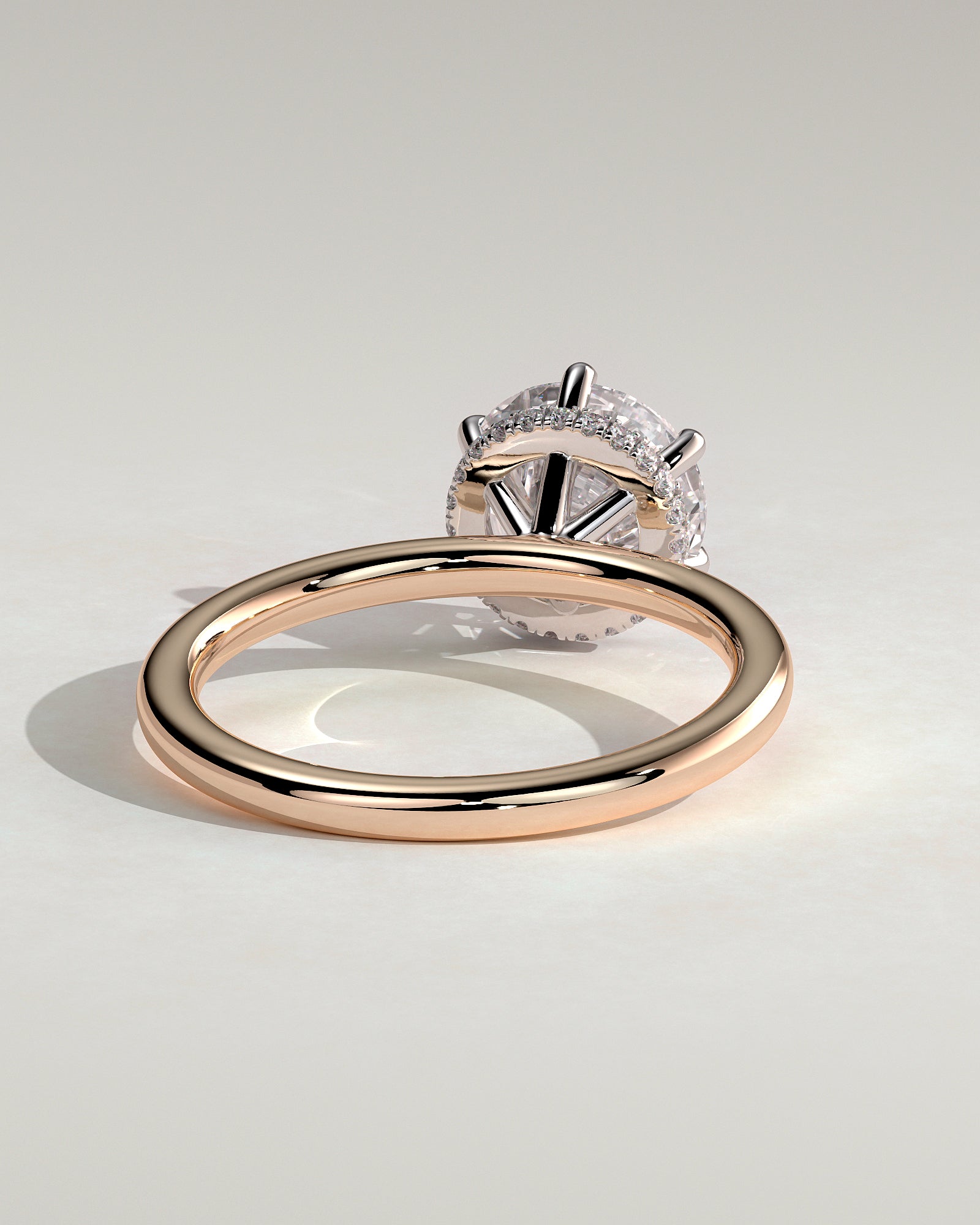 Aria - Round Claw Solitaire with Wrap Around Hidden Halo Engagement Ring - Rose Two-Tone - Rose Two-Tone 2ct