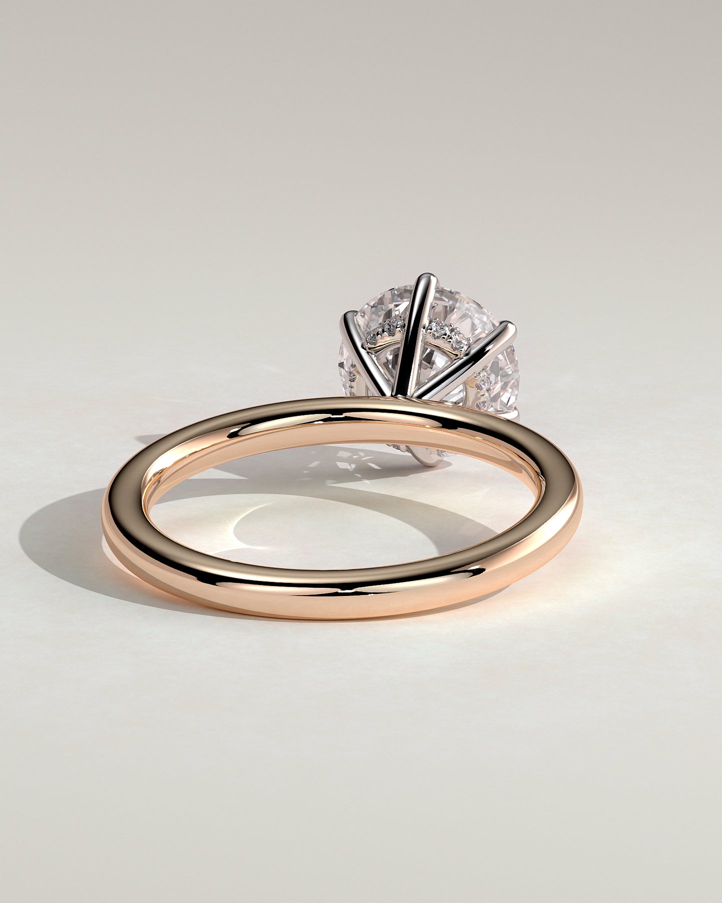 Anna - Round Claw Solitaire with Hidden Halo Engagement Ring - Rose Two-Tone - Rose Two-Tone 2ct