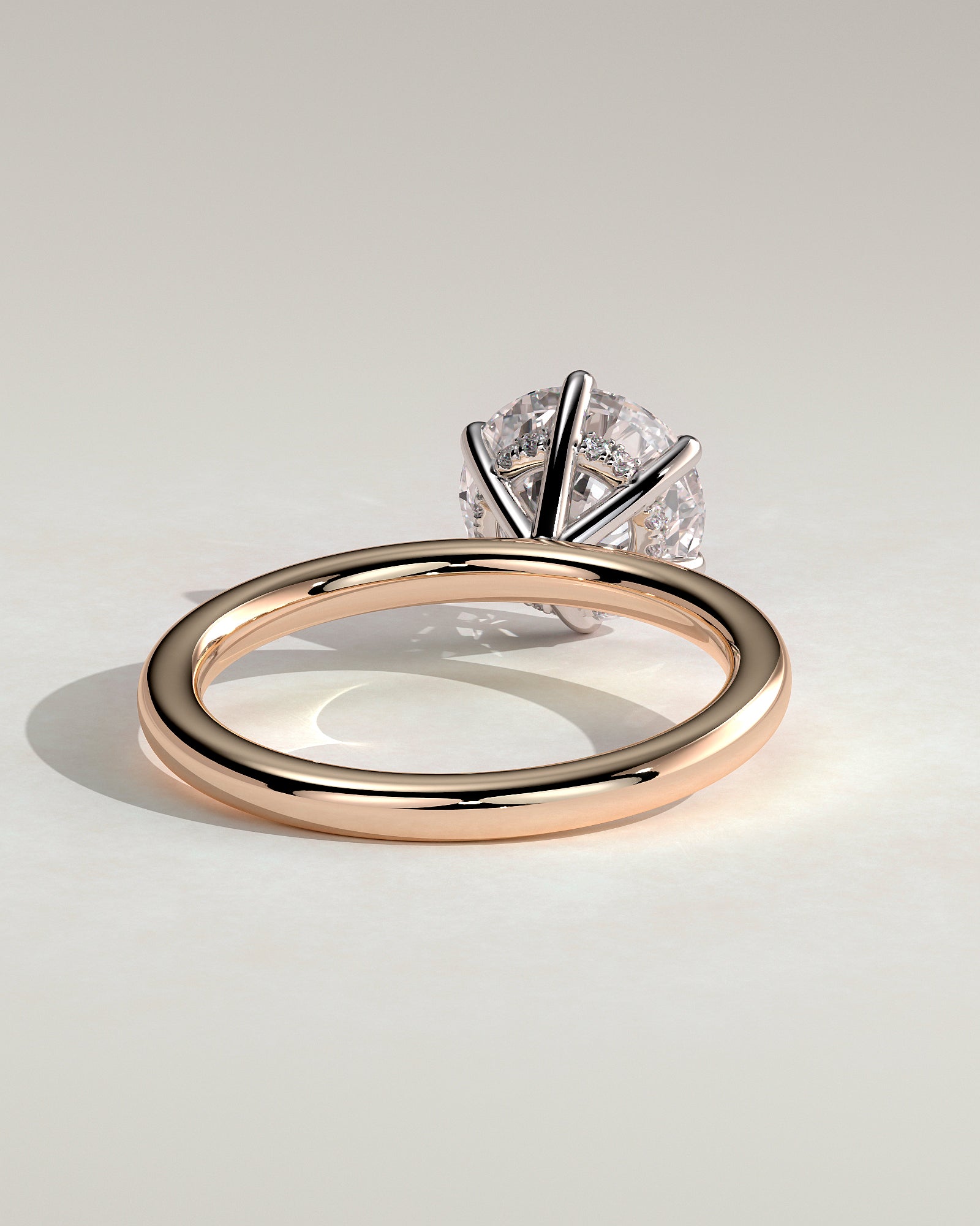 Anna - Round Claw Solitaire with Hidden Halo Engagement Ring - Rose Two-Tone - Rose Two-Tone 2ct