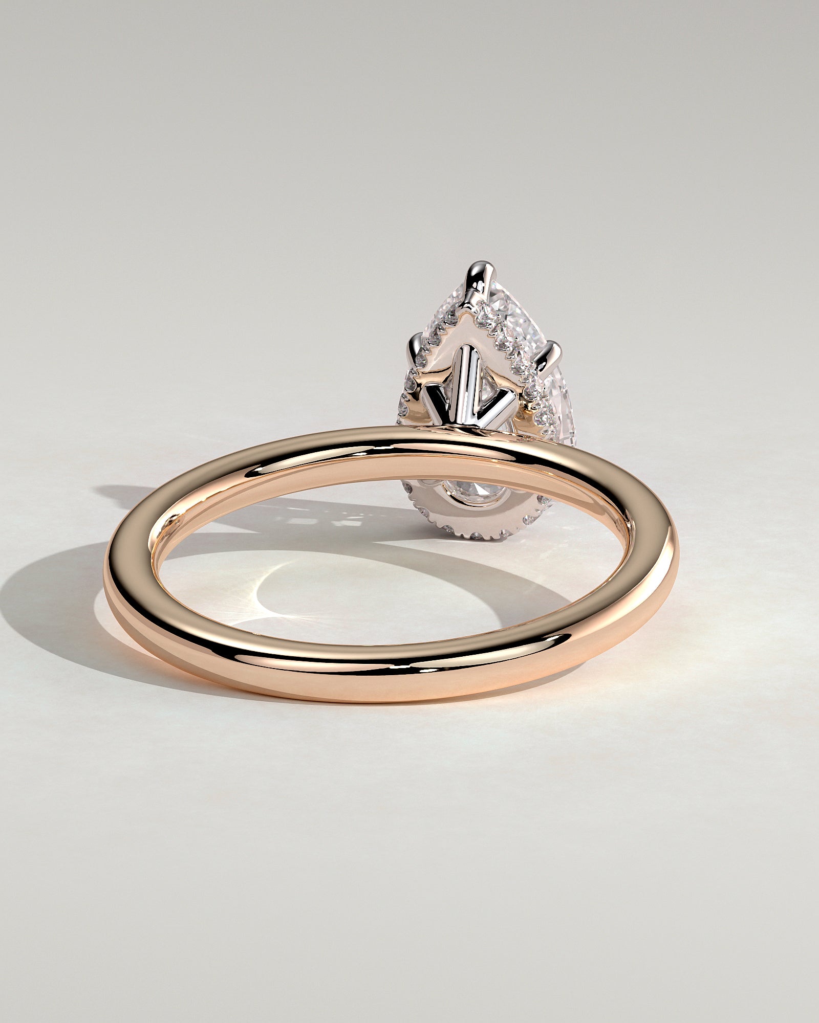 Ainsley - Pear Claw Solitaire with Wrap Around Hidden Halo Engagement Ring - Rose Two-Tone - Rose Two-Tone 2ct