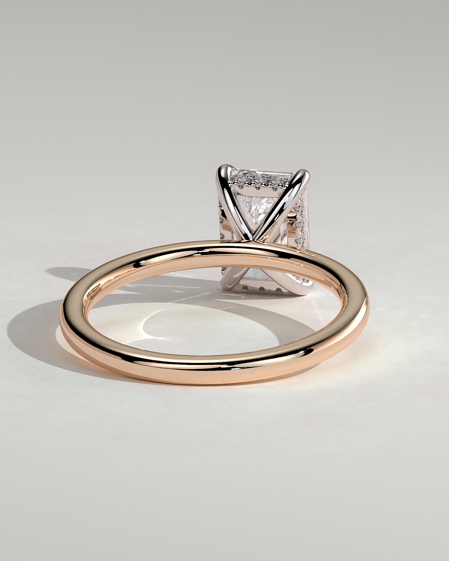 Alice - Emerald Claw Solitaire with Hidden Halo Engagement Ring - Rose Two-Tone - Rose Two-Tone 2ct