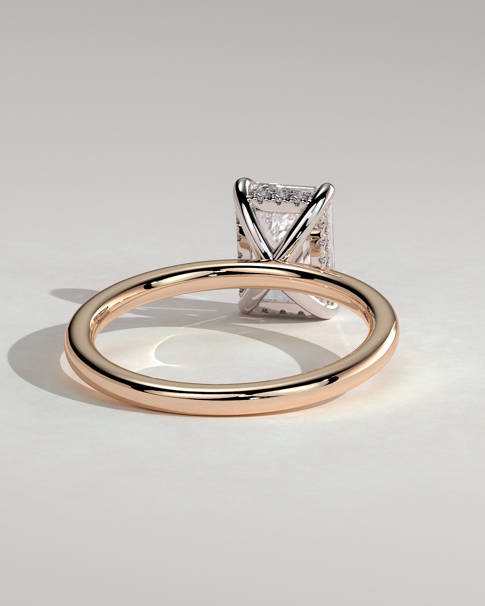 Alice - Emerald Claw Solitaire with Hidden Halo Engagement Ring - Rose Two-Tone - Rose Two-Tone 2ct