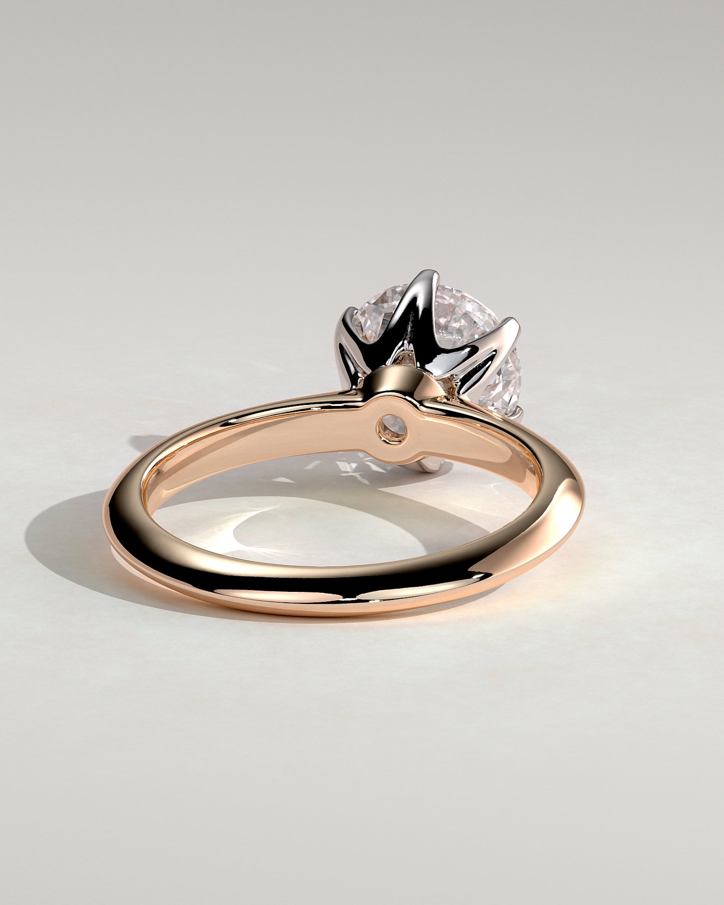 Caroline - Round Claw Solitaire with Knife Edge Band Engagement Ring - Rose Two-Tone - Rose Two-Tone 2ct