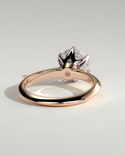 Caroline - Round Claw Solitaire with Knife Edge Band Engagement Ring - Rose Two-Tone