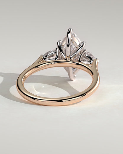 Chantelle - Marquise Claw Trilogy with Pear Side Stones and Cathedral Setting Engagement Ring - Rose Two-Tone