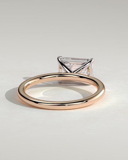Debbie - Emerald East West Claw Solitaire Engagement Ring - Rose Two-Tone
