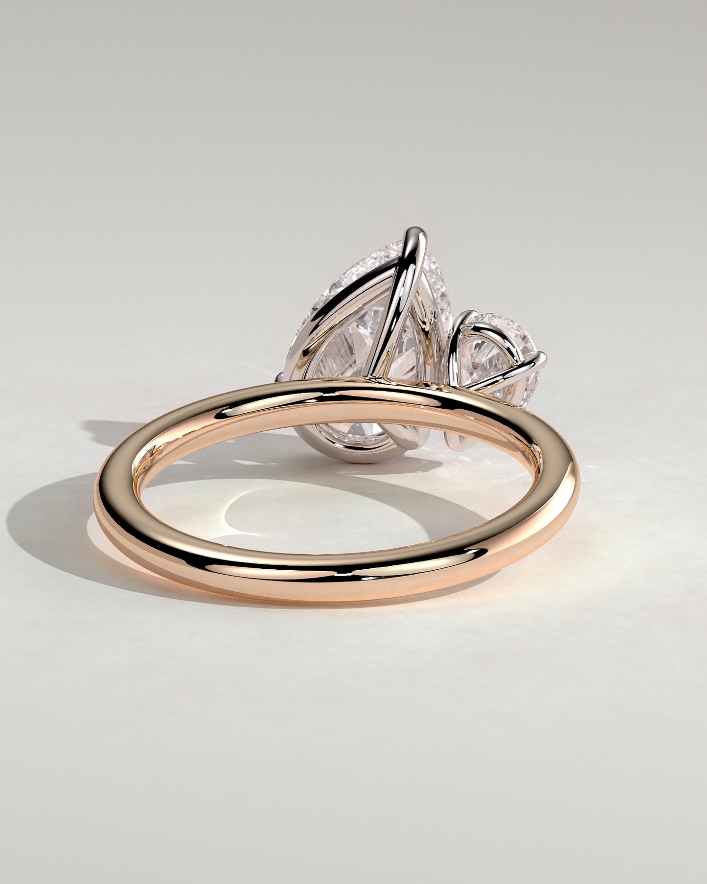Francesca - Pear and Pear Claw Toi et Moi Engagement Ring - Rose Two-Tone - Rose Two-Tone 2ct