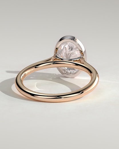 Daphne - Oval Bezel Solitaire with Cathedral High Setting Engagement Ring - Rose Two-Tone