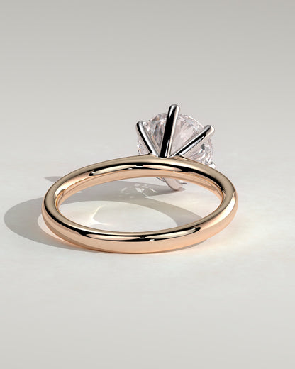 Daniela - Round Claw Solitaire with Solid Cathedral High Setting Engagement Ring - Rose Two-Tone