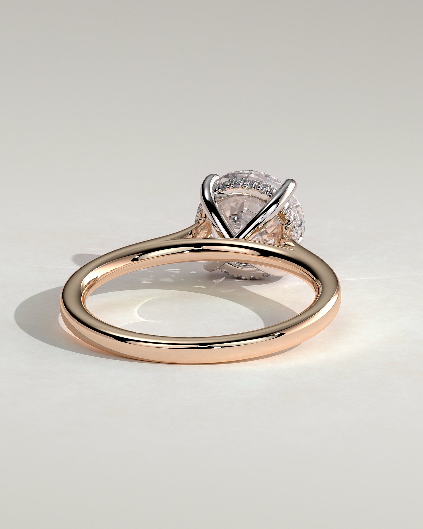 Bonnie - Round Claw Solitaire with Hidden Halo and Cathedral High Setting Engagement Ring - Rose Two-Tone - Rose Two-Tone 2ct