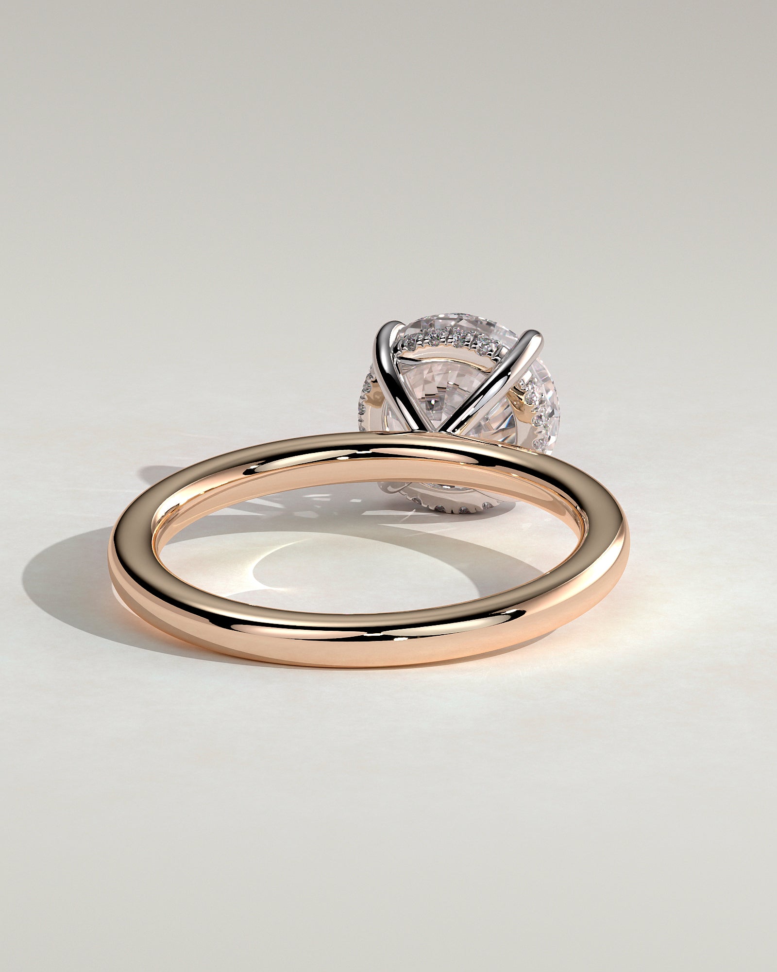 Bindi - Round Claw Solitaire with Hidden Halo Engagement Ring - Rose Two-Tone - Rose Two-Tone 2ct