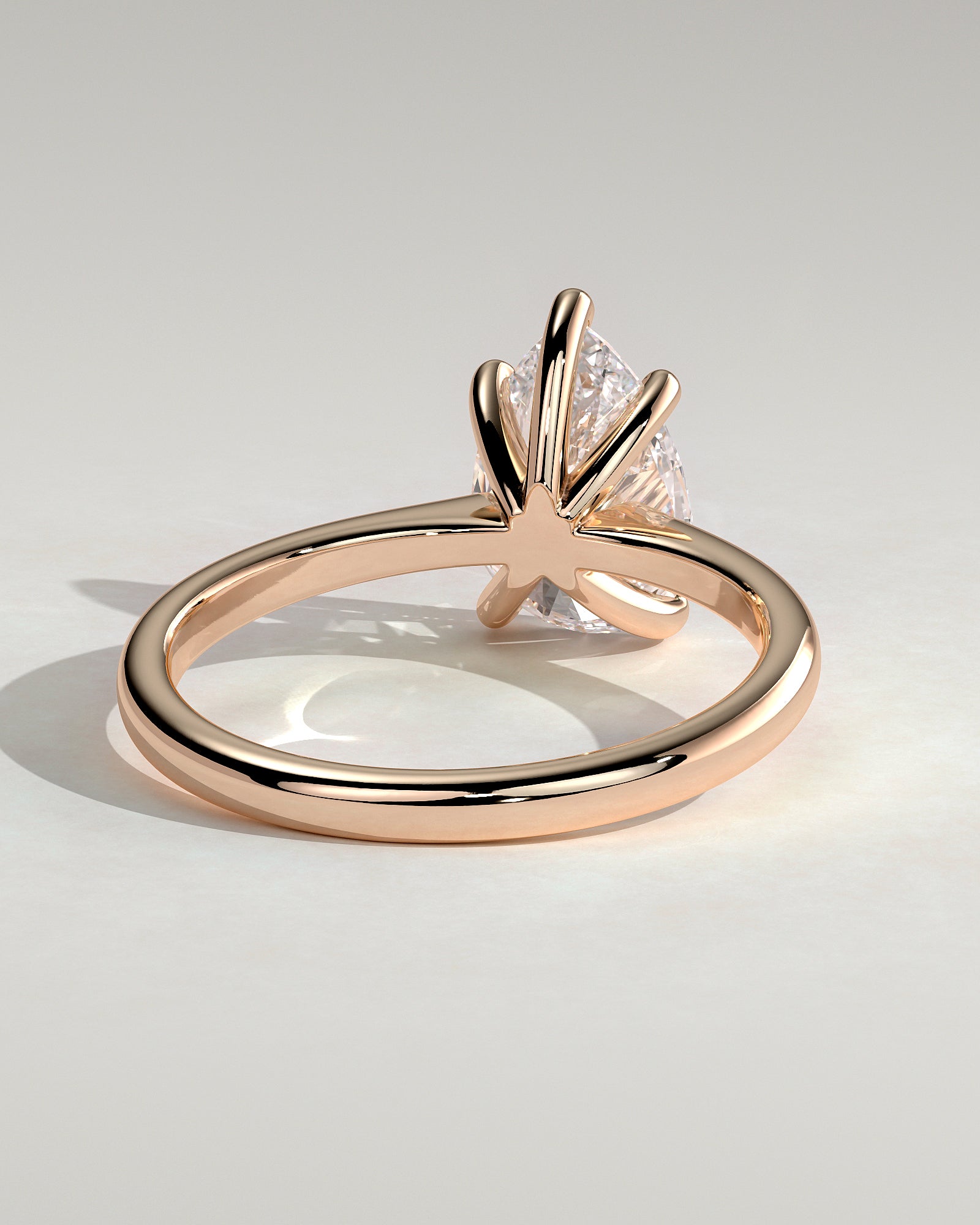 Aspen - Pear Claw Solitaire with Pinched Tapered Band and Cathedral Low Setting Engagement Ring - Rose Gold - Rose Gold 2ct