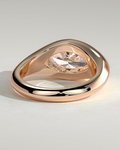 Angie - Statement Marquise East West Bezel Solitaire with Signet Band Engagement Ring - Rose Gold - rose gold - Lara Jewels