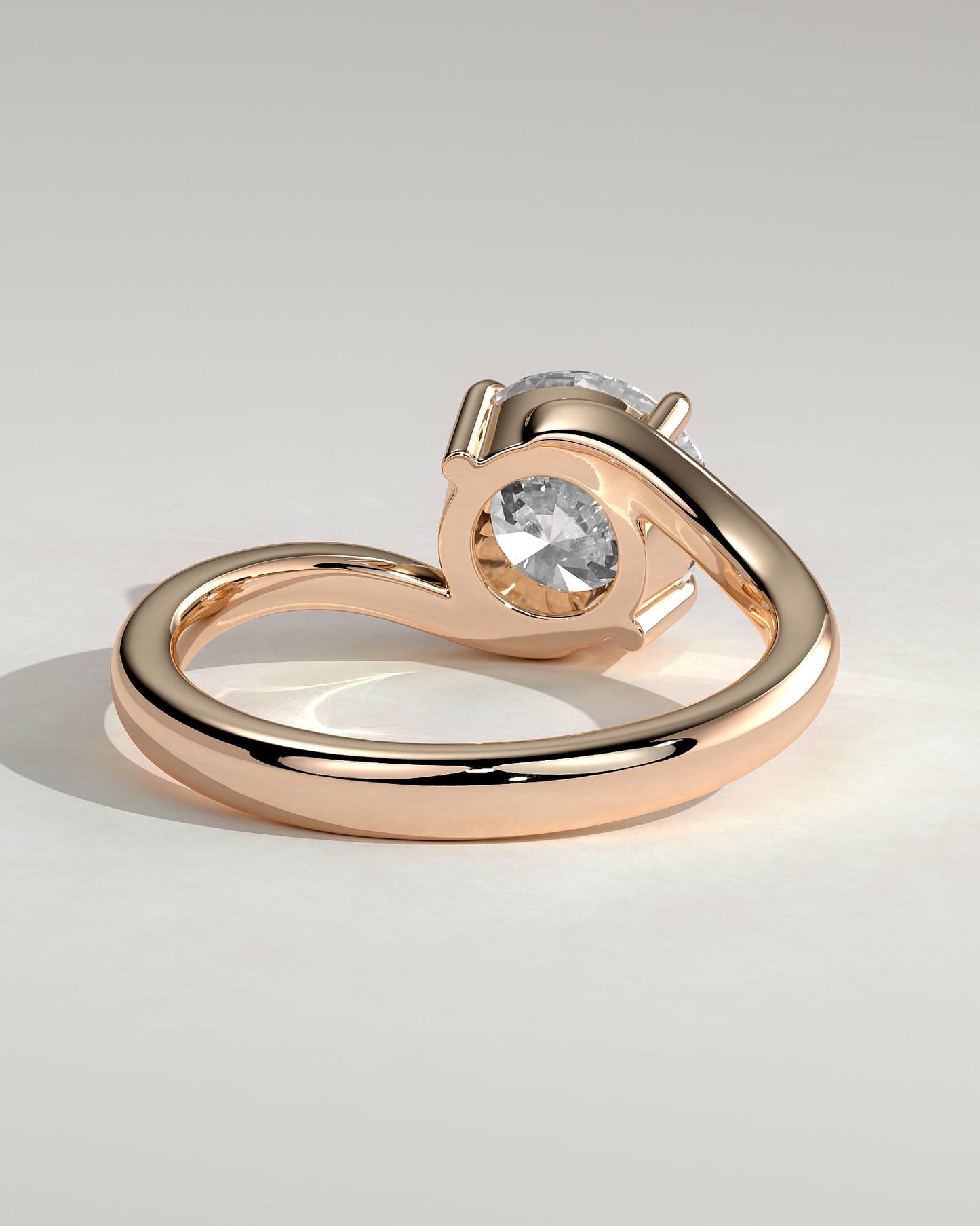 Kimia - Round Claw Solitaire with Bypass Band Engagement Ring - Rose Gold
