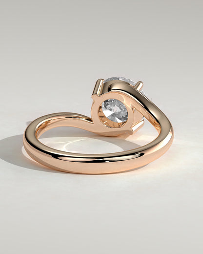 Kimia - Round Claw Solitaire with Bypass Band Engagement Ring - Rose Gold