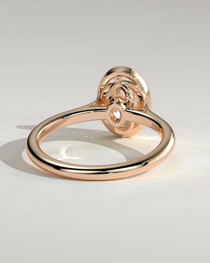 Gemma - Oval Bezel Solitaire with Twisted Gallery Engagement Ring - Rose Gold