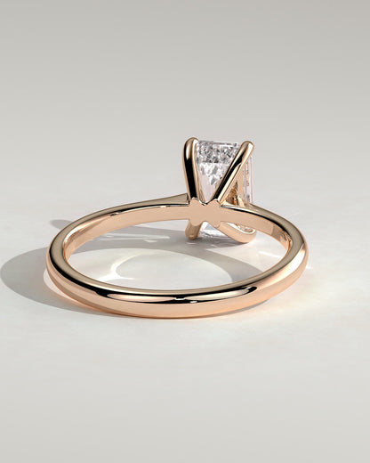 Freya - Emerald Claw Solitaire with Tapered Band and Cathedral Low Setting Engagement Ring - Rose Gold