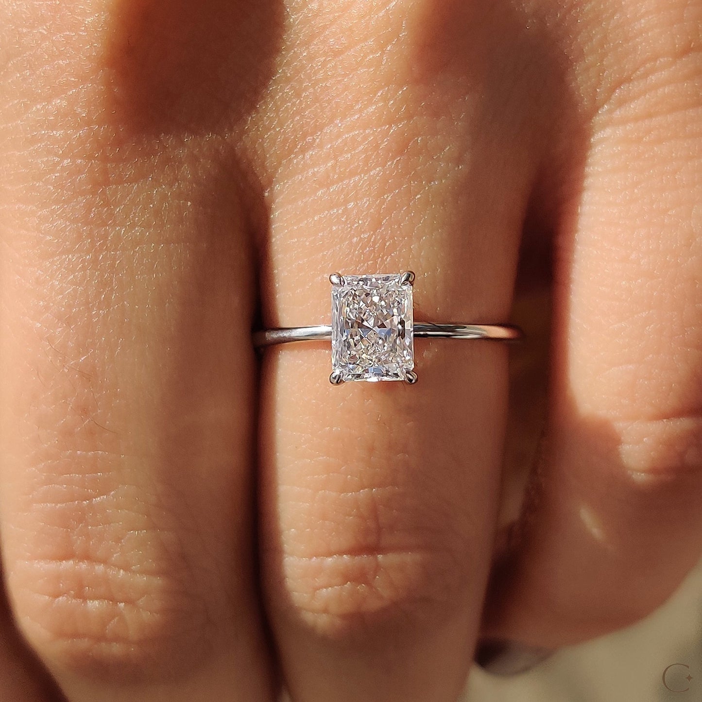 Radiant Cut Solitaire Ring With Secure Claw Prongs