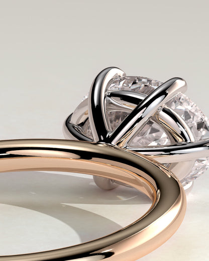 Allison - Oval East West Claw Solitaire Engagement Ring - Rose Two-Tone - rose two-tone - Lara Jewels