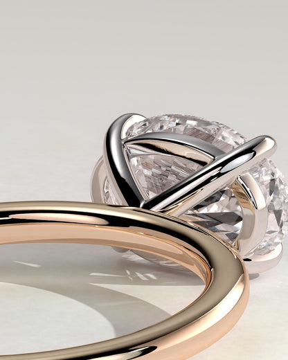 Dotti - Oval East West Claw Solitaire Engagement Ring - Rose Two-Tone