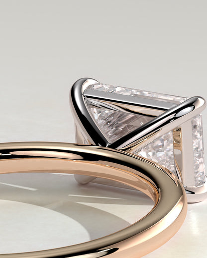Debbie - Emerald East West Claw Solitaire Engagement Ring - Rose Two-Tone
