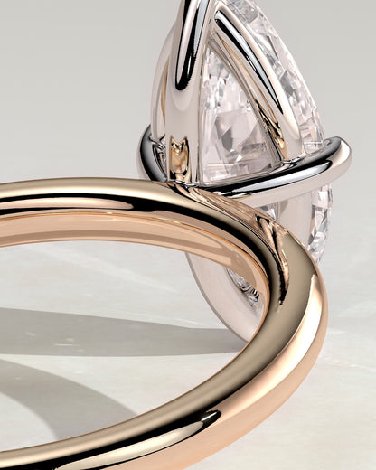 Genevieve - Marquise Claw Solitaire Engagement Ring - Rose Two-Tone