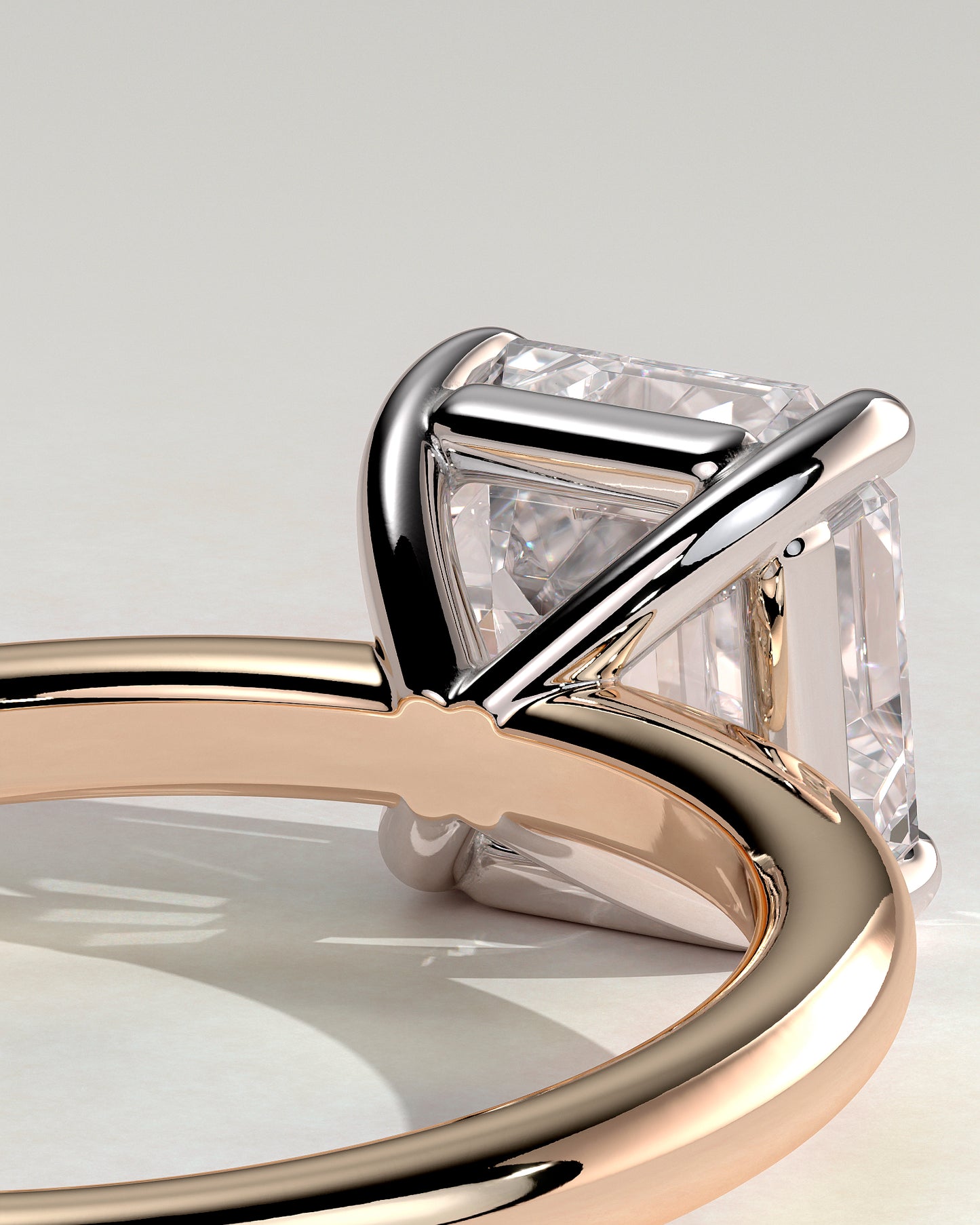 Emmy - Asscher Claw Solitaire Engagement Ring - Rose Two-Tone - Rose Two-Tone 2ct