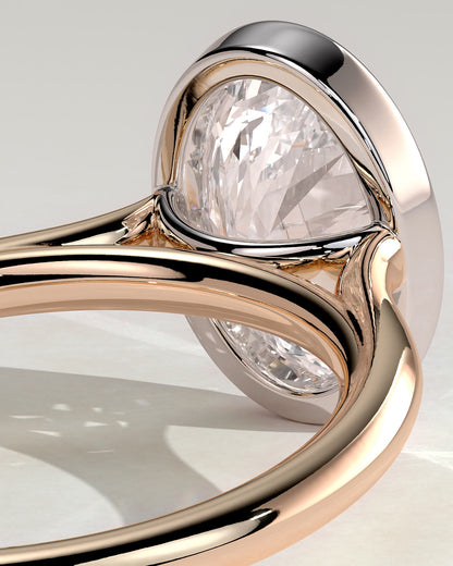 Daphne - Oval Bezel Solitaire with Cathedral High Setting Engagement Ring - Rose Two-Tone