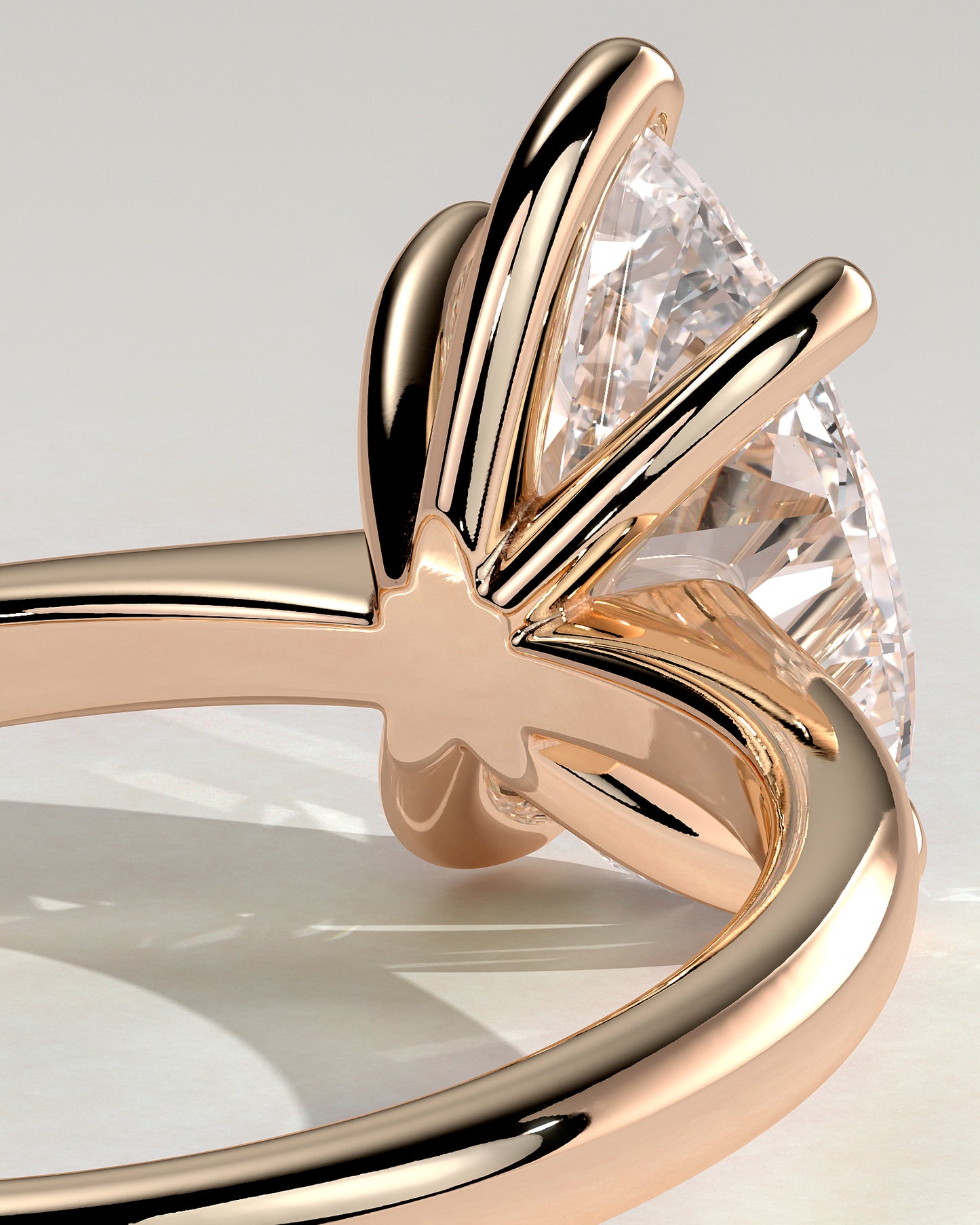 Aspen - Pear Claw Solitaire with Pinched Tapered Band and Cathedral Low Setting Engagement Ring - Rose Gold - Rose Gold 2ct