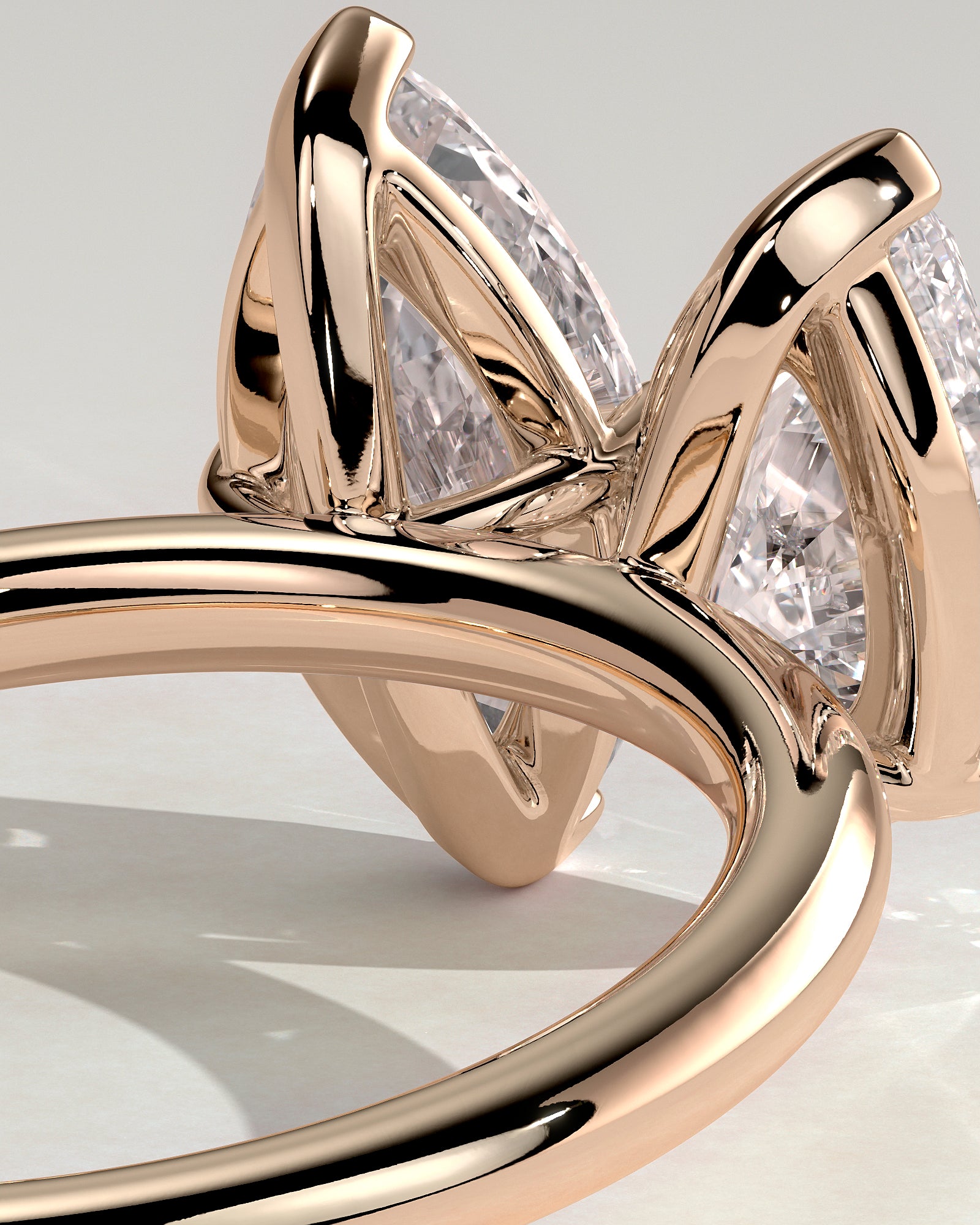 Dolly - Pear and Marquise Claw Toi et Moi Engagement Ring - Rose Gold - Rose Gold 2ct