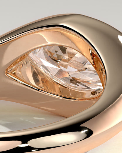 Angie - Statement Marquise East West Bezel Solitaire with Signet Band Engagement Ring - Rose Gold - rose gold - Lara Jewels