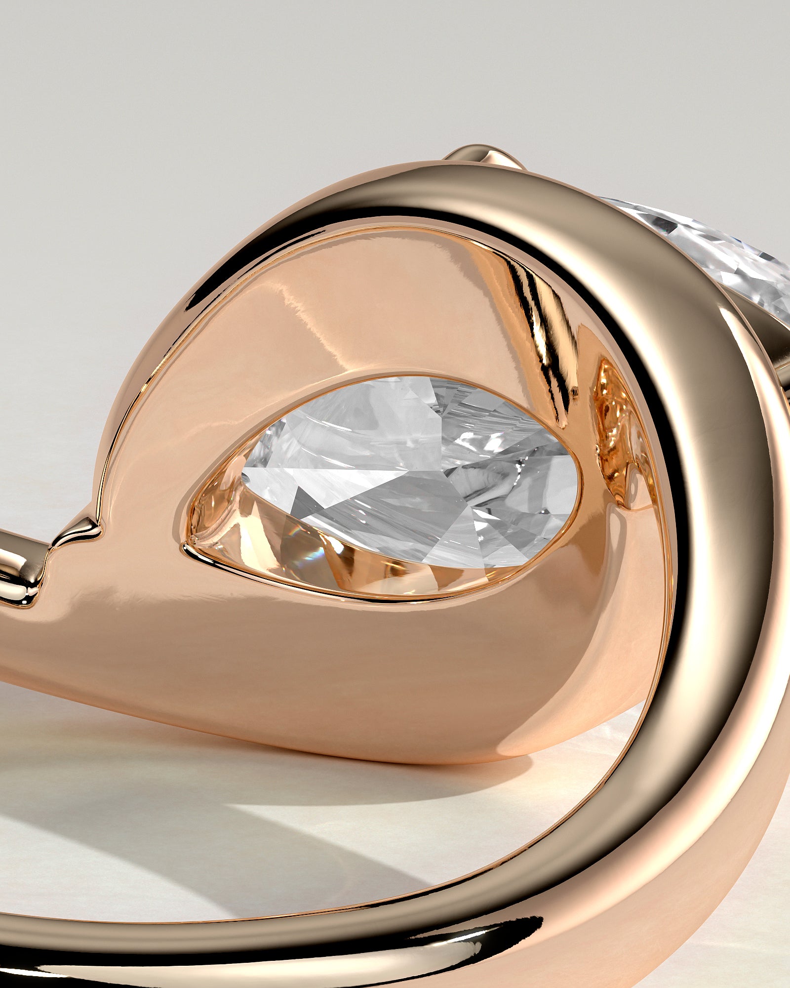Beverly - Marquise East West Claw Solitaire with Bypass Band  Engagement Ring - Rose Gold - Rose Gold 2ct
