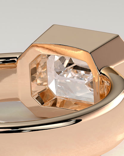 Adrian - Statement Emerald East West Bezel Solitaire with Flat Cigar Band Engagement Ring - Rose Gold - rose gold - Lara Jewels