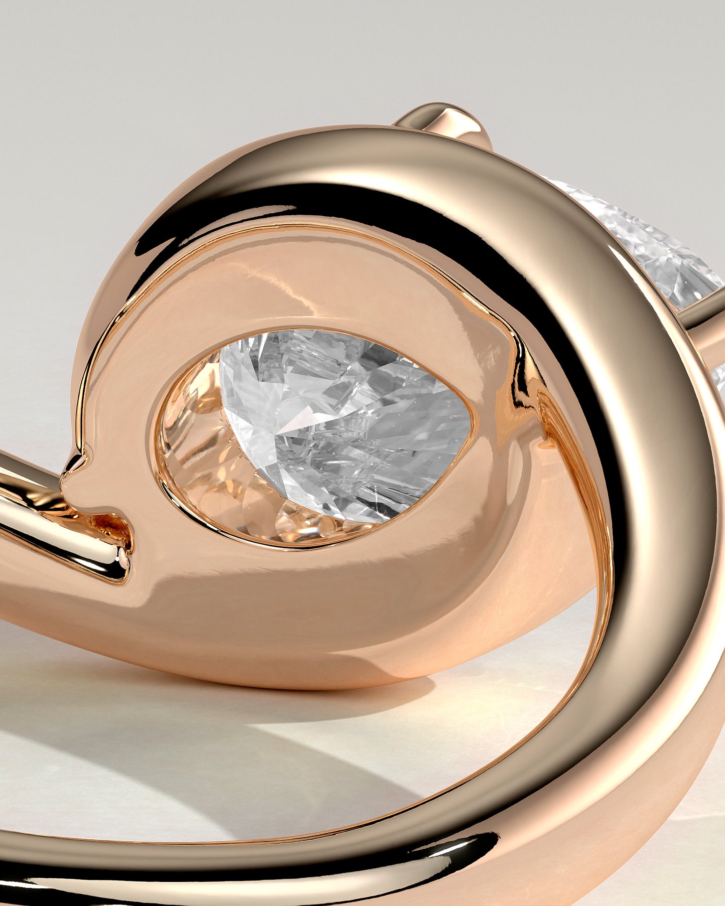 Jackie - Pear East West Claw Solitaire with Bypass Band  Engagement Ring - Rose Gold - Rose Gold 2ct