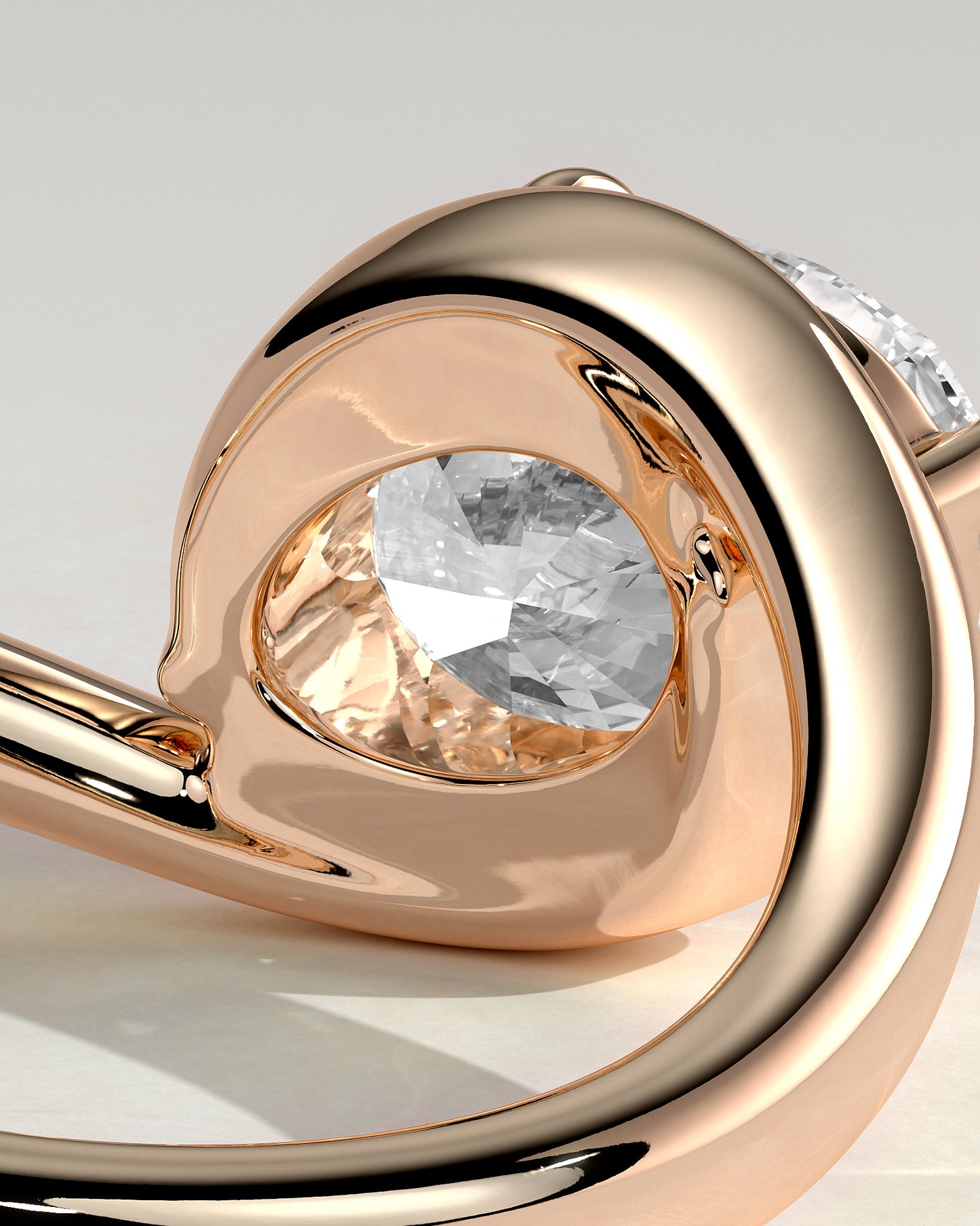 Casey - Oval East West Claw Solitaire with Bypass Band  Engagement Ring - Rose Gold - Rose Gold 2ct